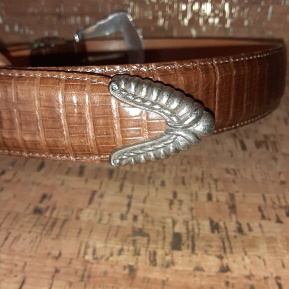 Brighton Size Large Brown Leather Belt with Silver Locket buckle vintage 95 37" - Picture 6 of 9